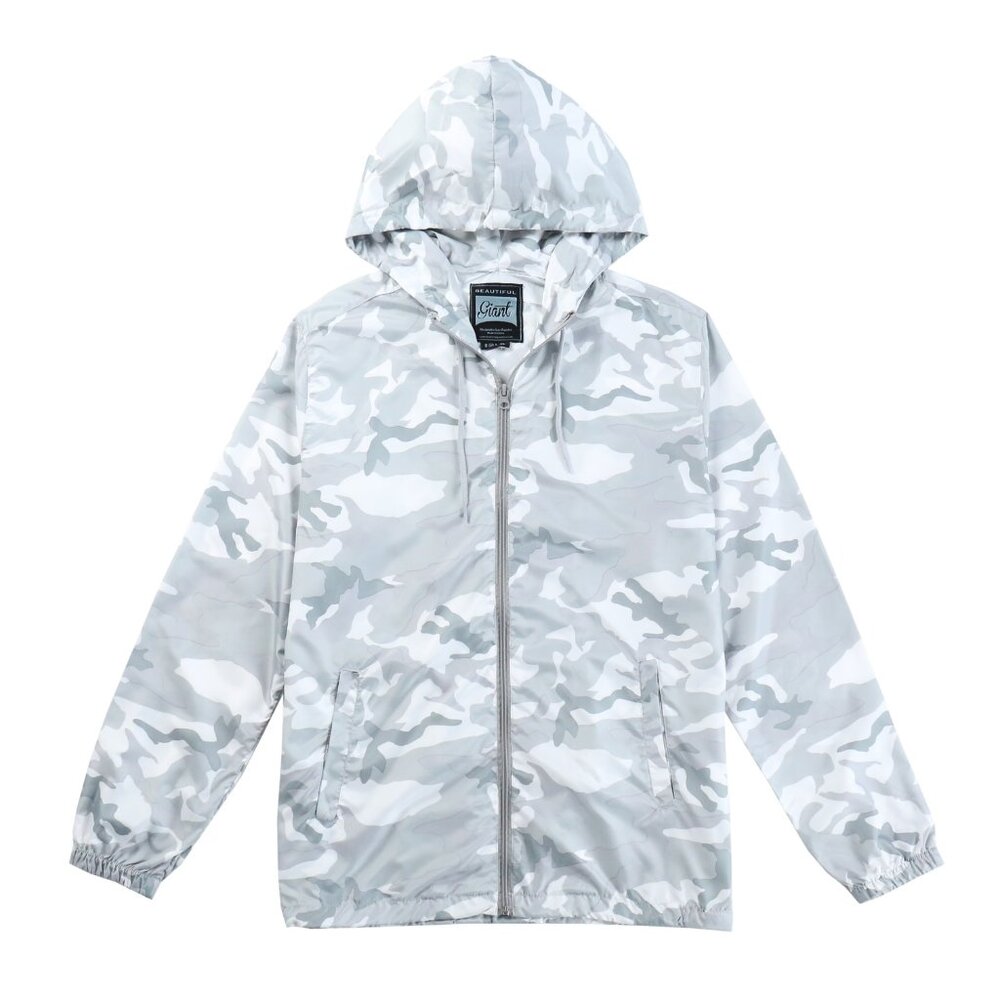 Camo Men's Windbreaker Hooded Jacket Outdoor for Hiking Trip Size S